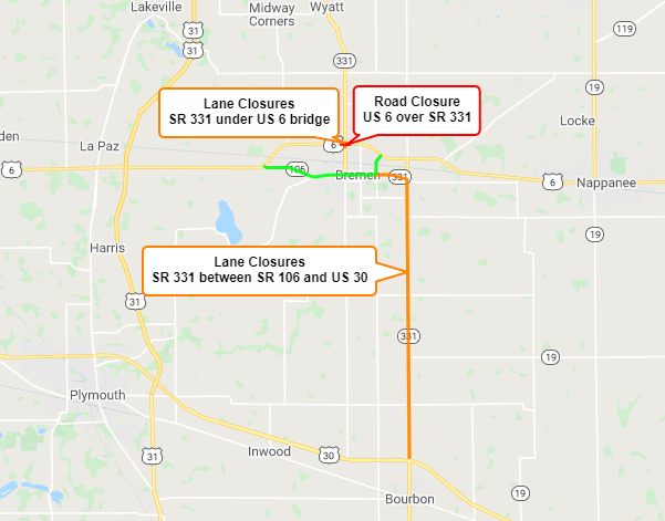 U.S. 6 and State Road 331 to have restrictions near Bremen